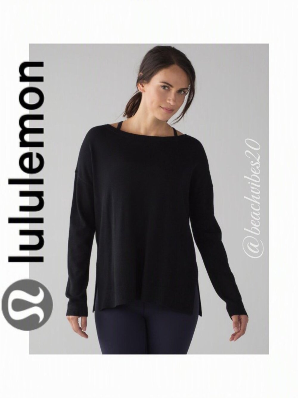 LULULEMON ATHLETICA Well Being Sweater Black EUC 6/8 LL-125